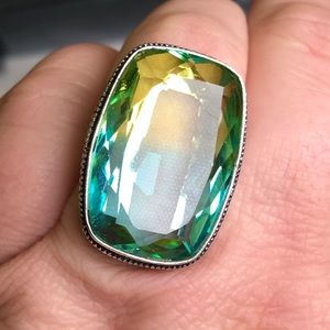 Huge Tourmaline & silver statement ring 925 Sz9